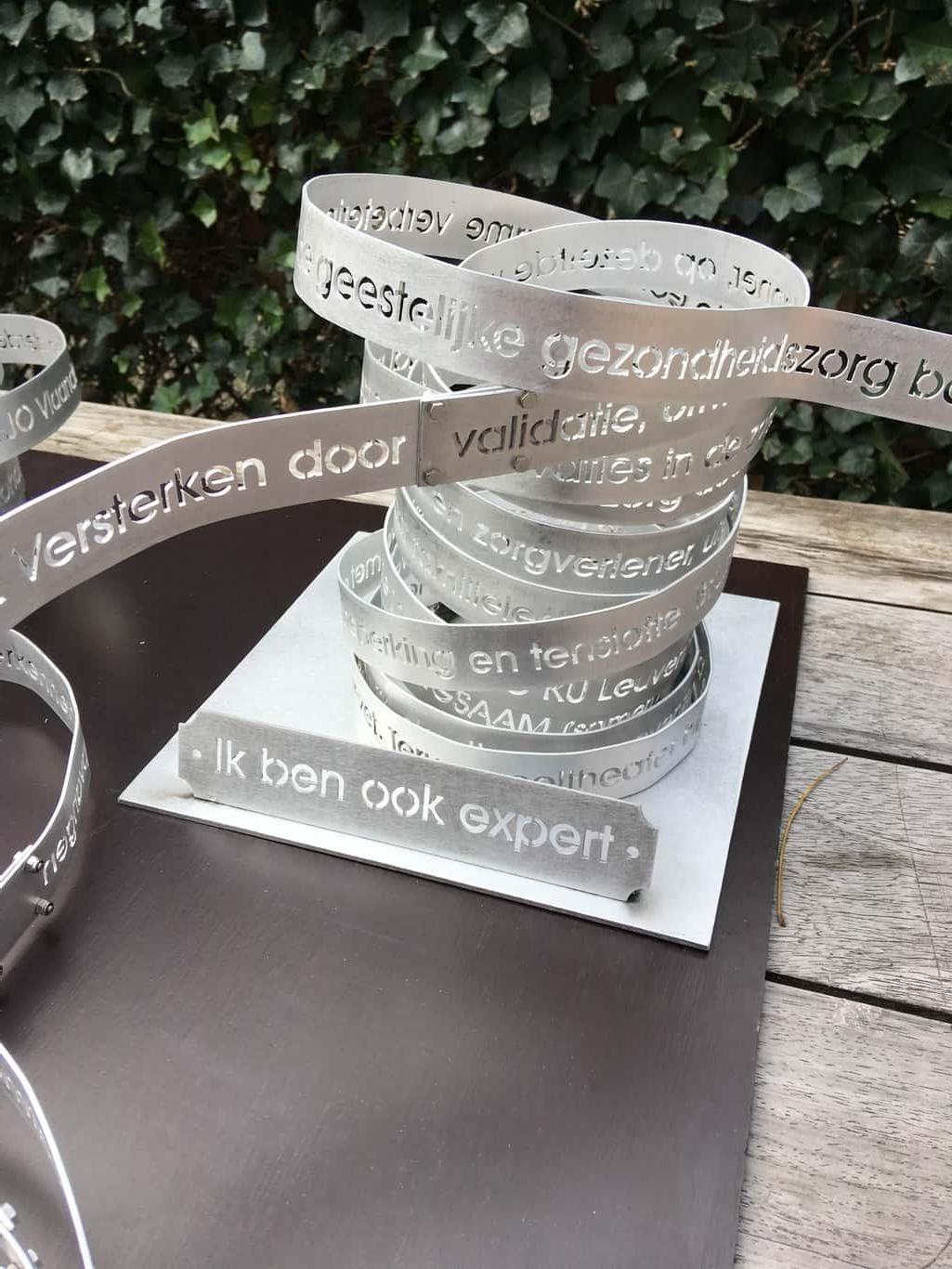 Sven werd gevraagd om een award te maken voor de uitreiking. Sven besloot alle 72 inzendingen te verwerken in de vijf awards omdat elke inzending belangrijk is en het verdient gewaardeerd te worden. Alle kandidaten dragen namelijk zorg voor zorg